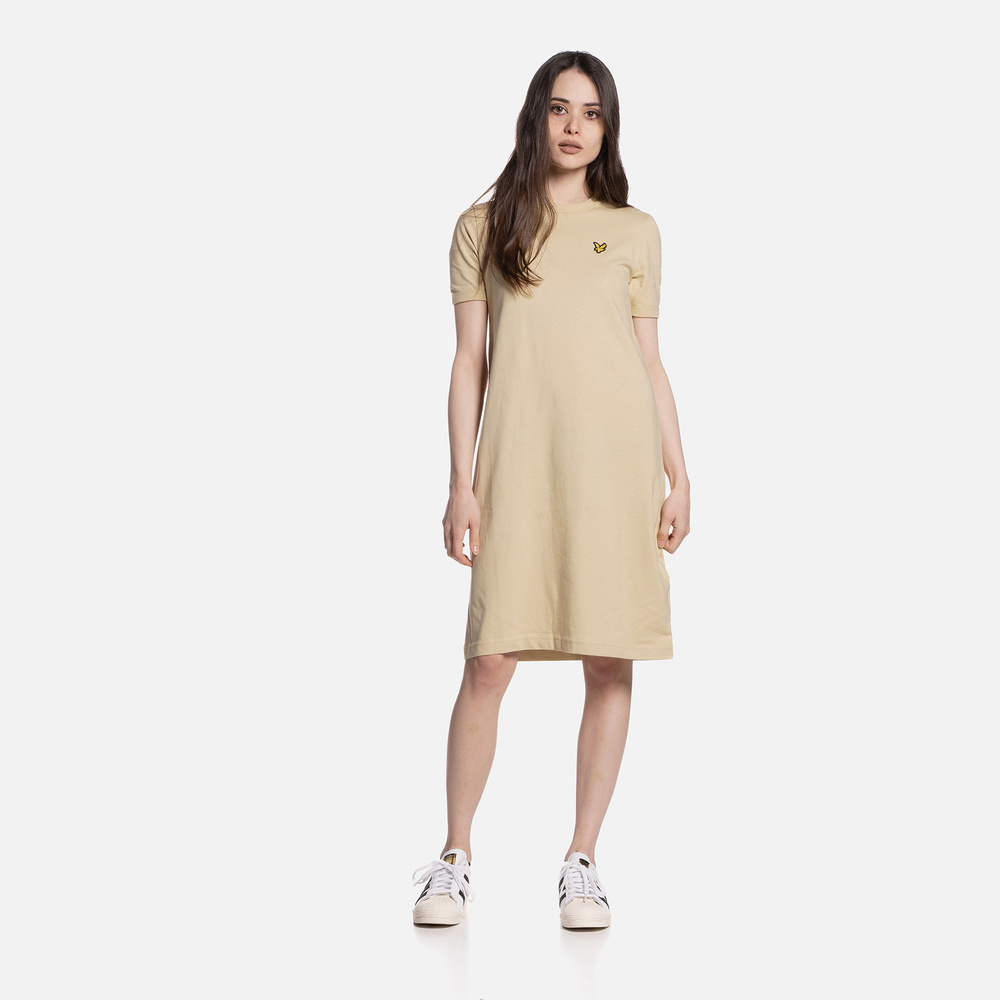 SUKIENKA LYLE & SCOTT T-SHIRT DRESS NATURAL